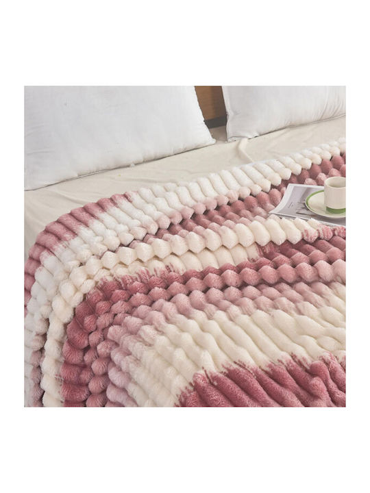 SpitiBazaar Одеяло Велур Единично 160x240см. Pink - White