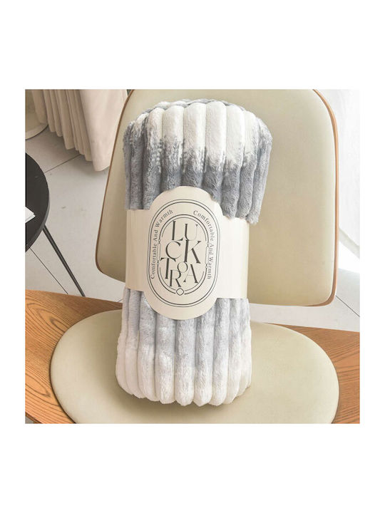 SpitiBazaar Blanket Velvet Single 160x240cm Light Grey - White