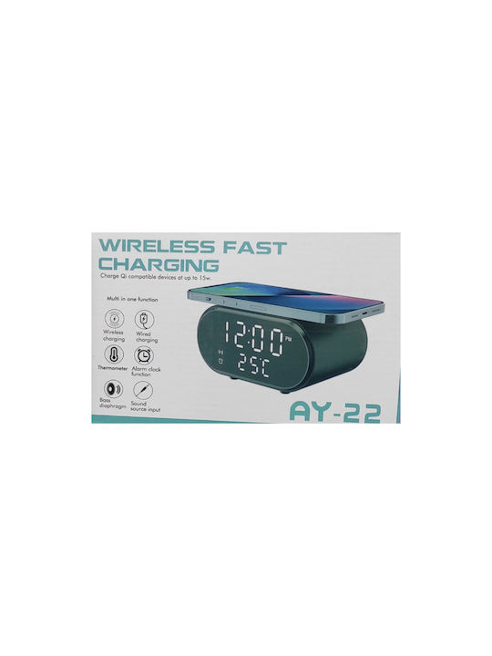Tabletop Digital Clock With Alarm Clock & Wireless Charging White 99913304