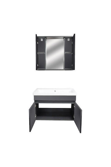 SteweHome Badezimmer Waschtisch-Einheit & Spiegel – Matt Anthrazit Mdf 80x60x45cm