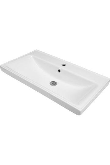SteweHome Badezimmer Waschtisch-Einheit mit Spiegel und Spalte – Eiche & Anthrazit 80x55x45cm