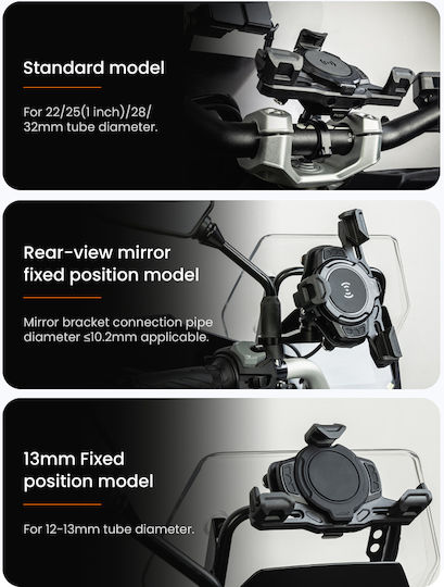 Loboo Motorcycle Phone Mount with Clip for Steering Wheel