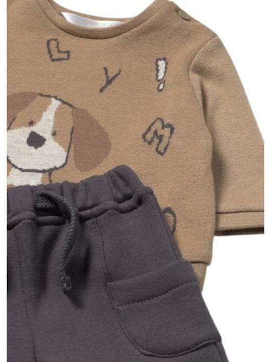 Kids Sweatpants Set Beige 2pcs
