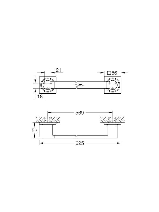 Grohe Single Wall-Mounted Bathroom Rail Silver