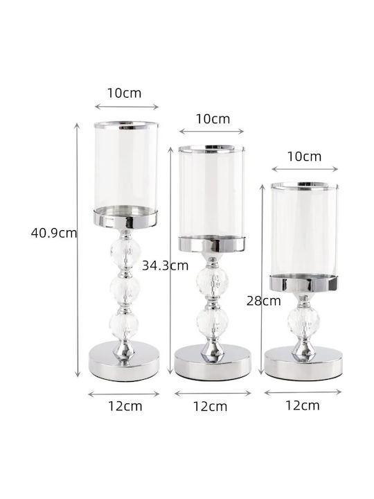 Olympus Set of Candle Holders Glass in Transparent Color 3pcs