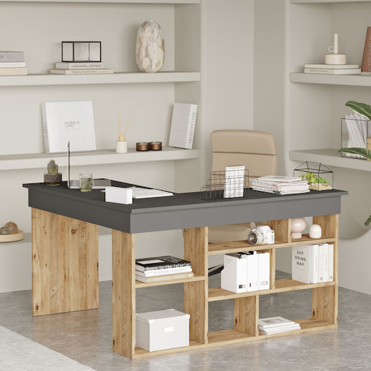 Дървено Бюро с Библиотека Кафяво 127.2x35x32см SKU-3295-P3295