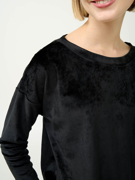 Vamp Vamp Damen Schlafanzug & Pyjamas Winter Samt Schwarz