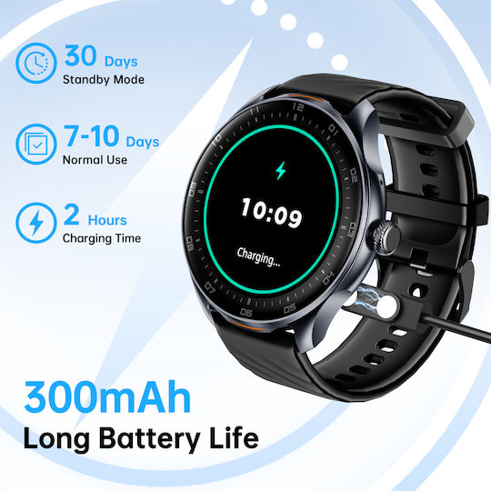Oukitel V6 Smartwatch με Παλμογράφο (Μαύρο)