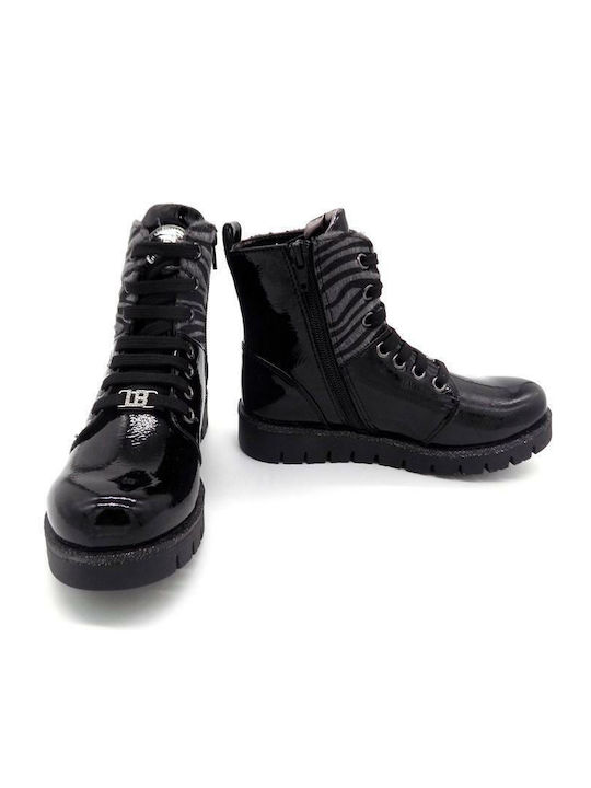 Kinderstiefel aus Lackleder mit Reissverschluss Schwarz