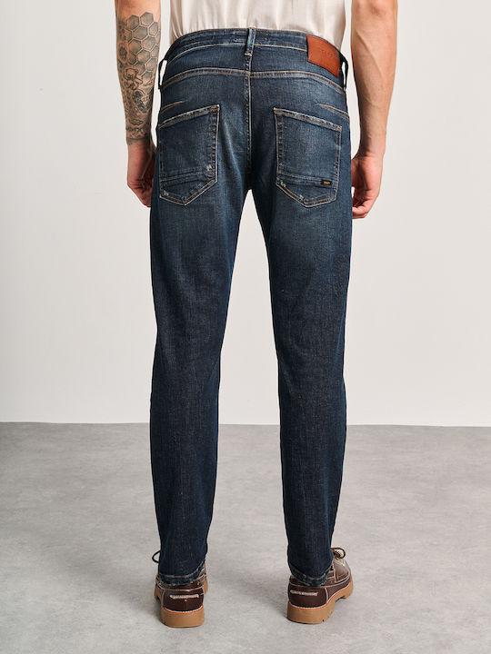 Simon Men's Jeans Pants Elastic Navy Blue