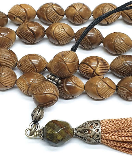 Roloi Komboloi Graven Worry Beads with 27 Beads Brown 37cm