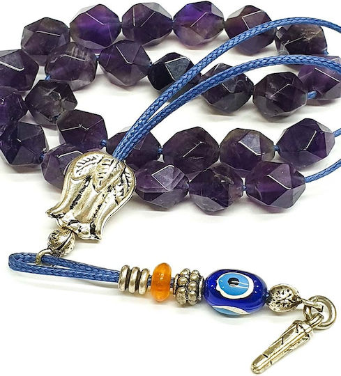 Roloi Komboloi Amethyst Worry Beads with 25 Beads Purple 29cm