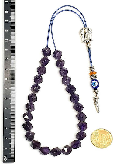 Roloi Komboloi Amethyst Worry Beads with 25 Beads Purple 29cm