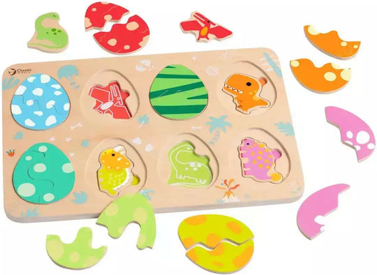 Lemnos Puzzle pentru Copii cu Îmbinări Dinozauri Classic World