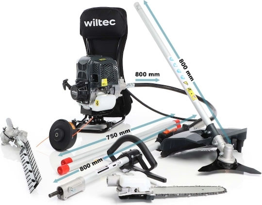 Wiltec 64755 Unelte Multifuncționale Pentru Grădină Pe Benzină 3 În 1: Fierăstrău Cu Lanț / Tuns Gazonul / Bordură Tăietor De Gard Viu