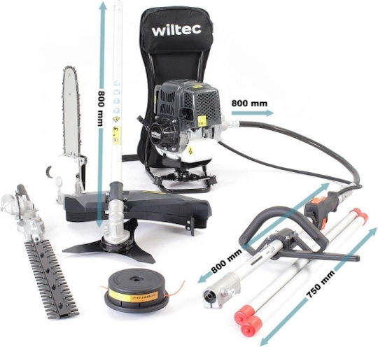 Wiltec 64757 Πολυμηχάνημα Κήπου Βενζίνης 3 σε 1: Κονταροπρίονο / Χορτοκοπτικό / Μπορντουροψάλιδο