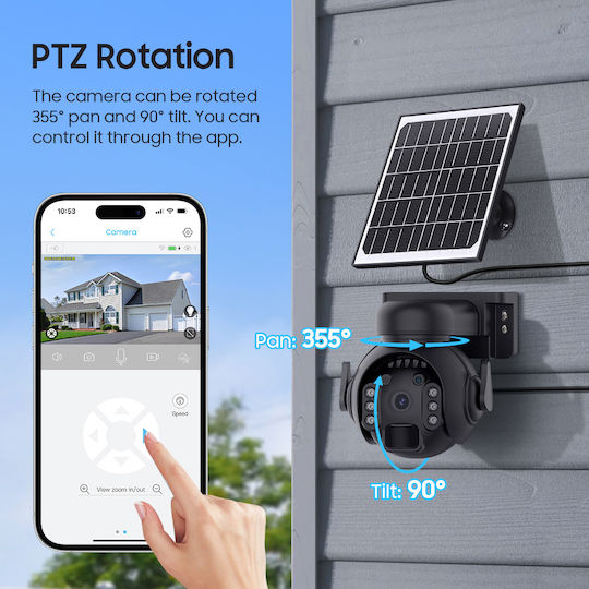 Sectec ST-515C-3M-5W-BK IP Κάμερα Παρακολούθησης Wi-Fi Full HD+ 3MP Αδιάβροχη Μπαταρίας με Αμφίδρομη Επικοινωνία και Φακό 3.6mm