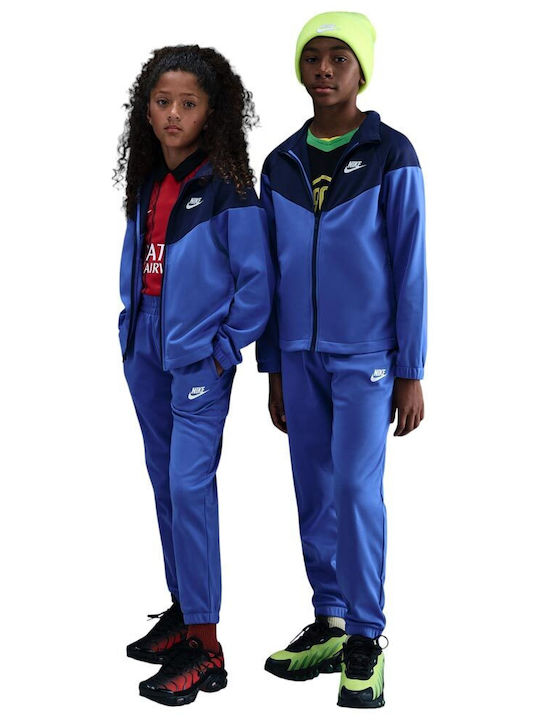 Спортен Детски Комплект Анцуг Dri-Fit Със Суитшърт С Цип Син 2 Бройки