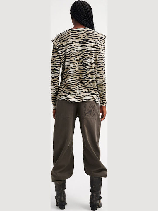 Miranda Γυναικεία Μπλούζα Μακρυμάνικη Animal Print Olive C9T24761