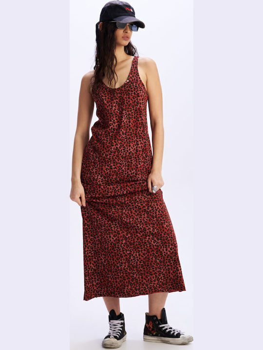 Magnolia Sommer Maxi Damenkleid Rot Ocker