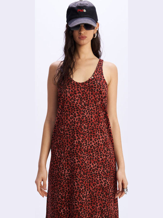 Magnolia Sommer Maxi Damenkleid Rot Ocker