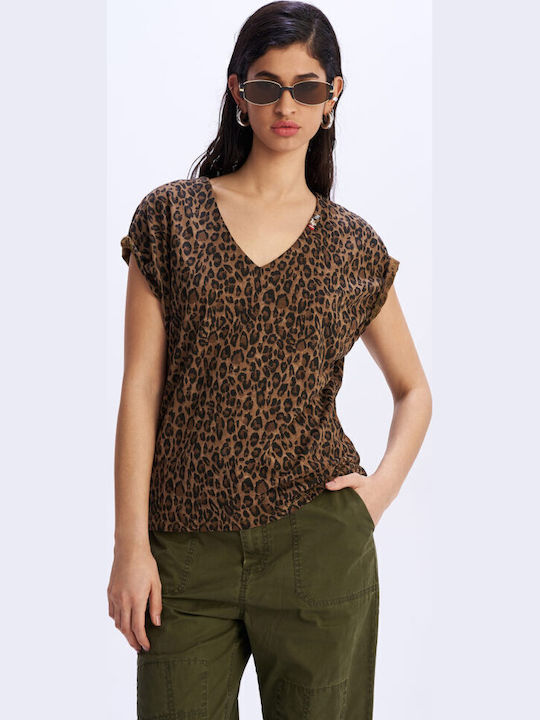 Γυναικείο T-shirt Animal Print Καφέ