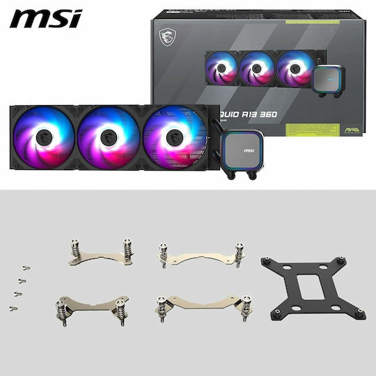 MSI MAG Coreliquid A13 360 Охлаждане AIO CPU с 3 вентилатора 120mm и ARGB осветление