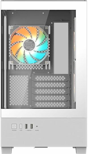 Gigabyte C201 Gaming Midi Tower Computer Case with Side Window and RGB Lighting White
