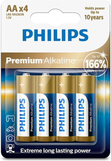 Philips Premium Αλκαλικές Μπαταρίες AA 1.5V 4τμχ