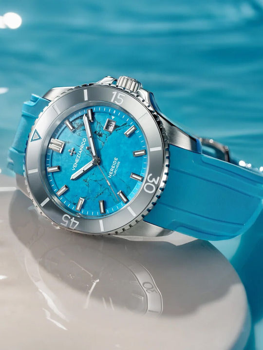 Venezianico Men's Watch Automatic with Turquoise Rubber Strap