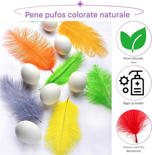 Set 300 Pene Decorativ Colorate pentru Creații DIY 8-12 Cm Pene Naturale de Gâscă Ornamente Decorare Proiecte Creative