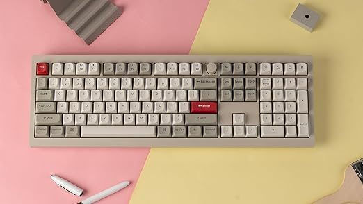 Keychron V6 Max Retro V6M-R3 Gaming Mechanical Keyboard with Custom Brown switches and RGB lighting (English US) Gray