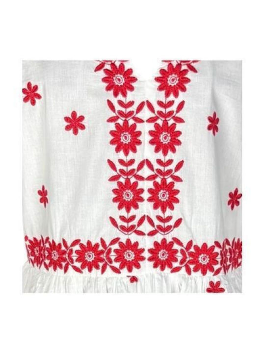 Καλοκαιρινό Maxi Φόρεμα White, Red