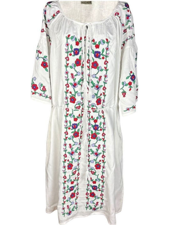 Sommer Maxi Damenkleid Weiß Lila