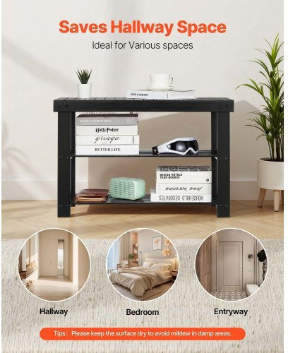 Wooden Shoe Organizer Black 27.6x11.3x17.8cm