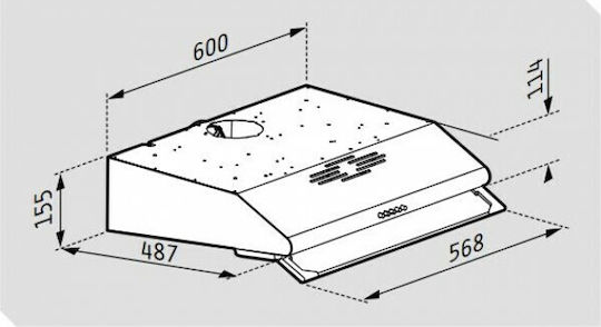 Pyramis Essential Ελεύθερος Απορροφητήρας 60cm Λευκός