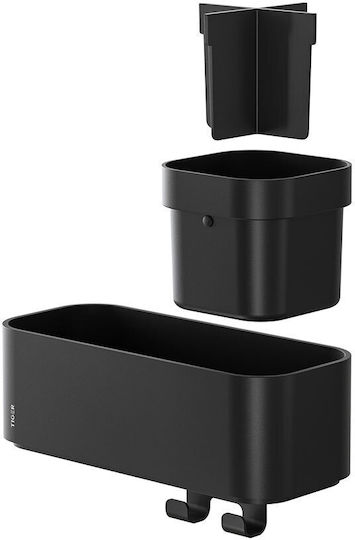 TIGER 2-store Wall Mounted Bathroom Shelf Metallic 24.9x15.7x10.8cm Black