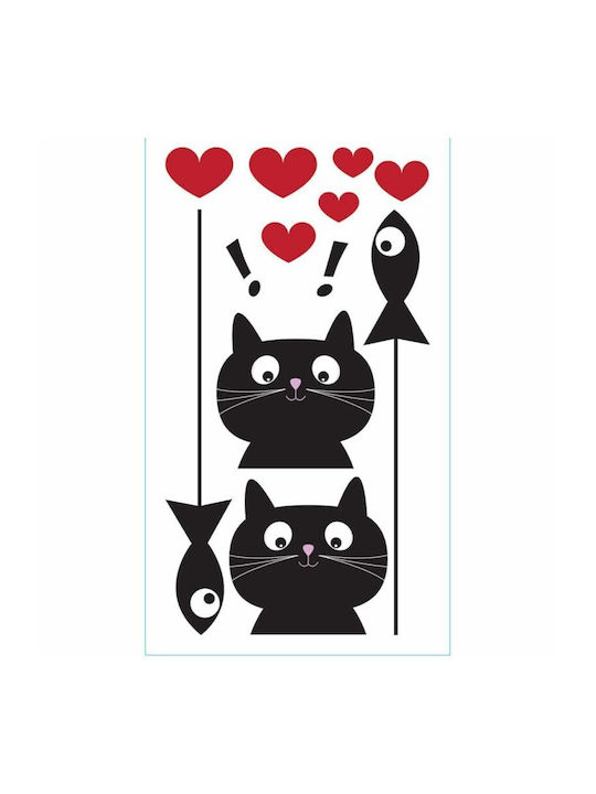 Decorative Wall Sticker Cat & Fish 1 Piece Ango