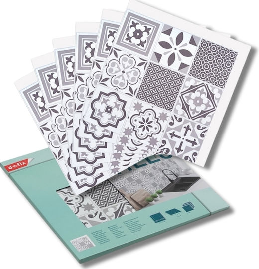 Wandsticker & Wandgemälde Fliesen Weiß/Grau 6 Stück 30,5x30,5cm d-c-fix