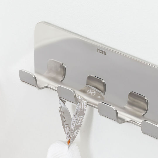 TIGER Wall-Mounted Bathroom Hook with 4 Positions Inox Silver