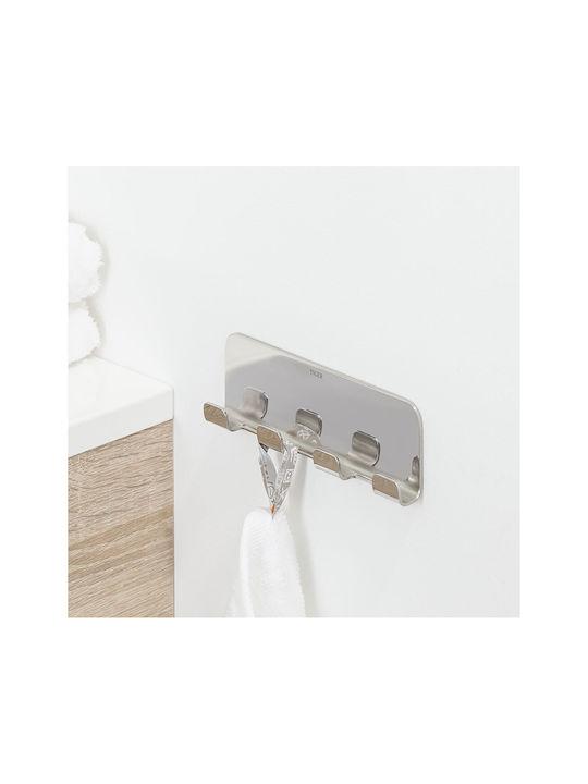 TIGER Wall-Mounted Bathroom Hook with 4 Positions Inox Silver