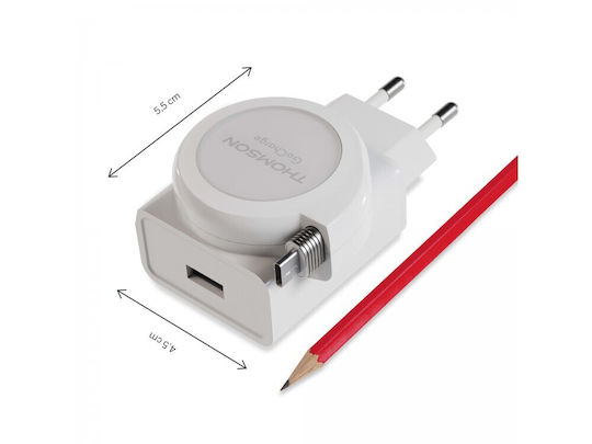 Thomson Charger with USB-A Port and Cable USB-C 22.5W Power Delivery / Quick Charge 3.0 Whites (GoCharge)
