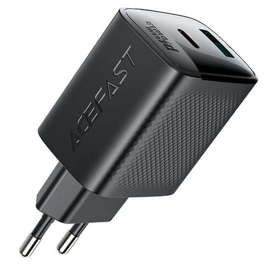 Acefast Φορτιστής Χωρίς Καλώδιο GaN με Θύρα USB-A και Θύρα USB-C 45W Μαύρος (A106)