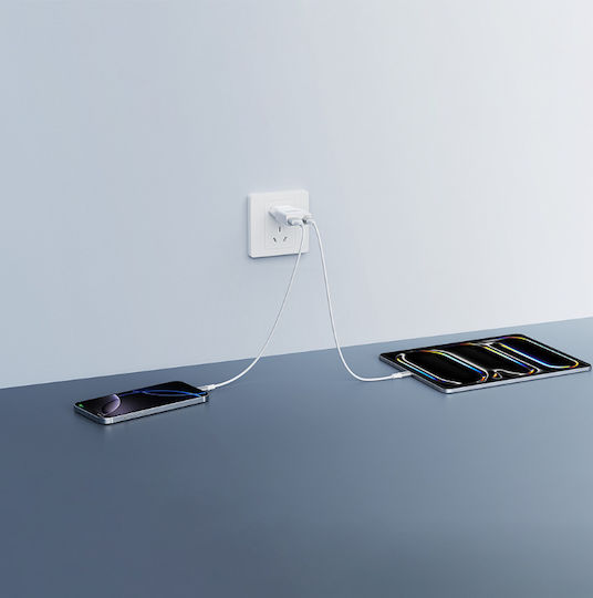 Veger Φορτιστής Χωρίς Καλώδιο με Θύρα USB-A και Θύρα USB-C 30W Power Delivery / Quick Charge 3.0 Λευκός (TC301)