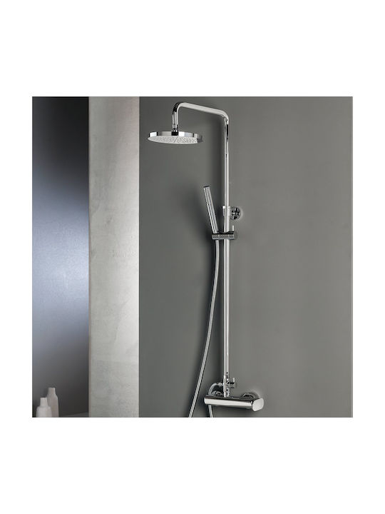 Armando Vicario Adjustable Shower Column with Mixer Silver Armando Vicario Adjustable Shower Column with Mixer Silver