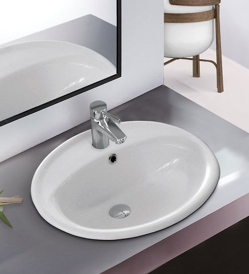 Huida Ascot Inset Sink Porcelain 61x50x20cm White