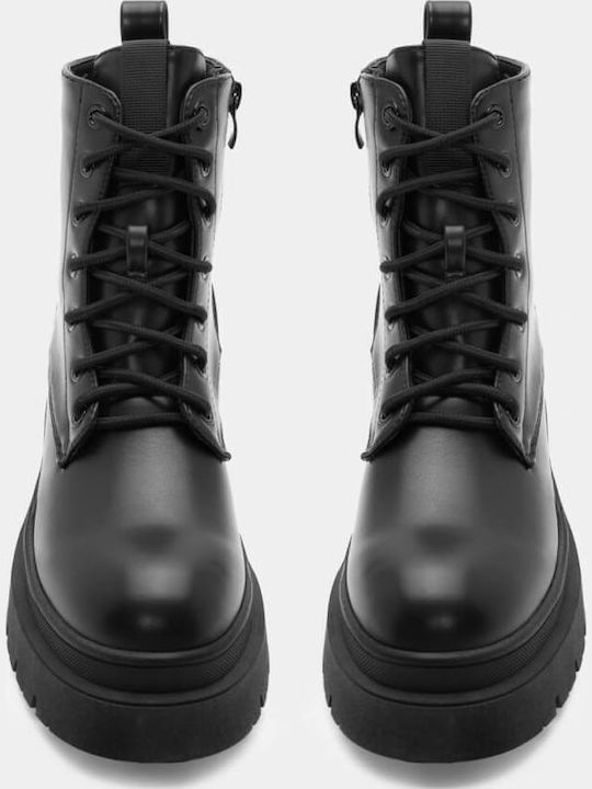 Suede Women's Ankle Boots with Medium Heel Black