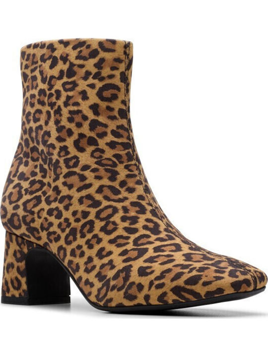 Fernie Suede Γυναικεία Μποτάκια με Μεσαίο Τακούνι Leopard