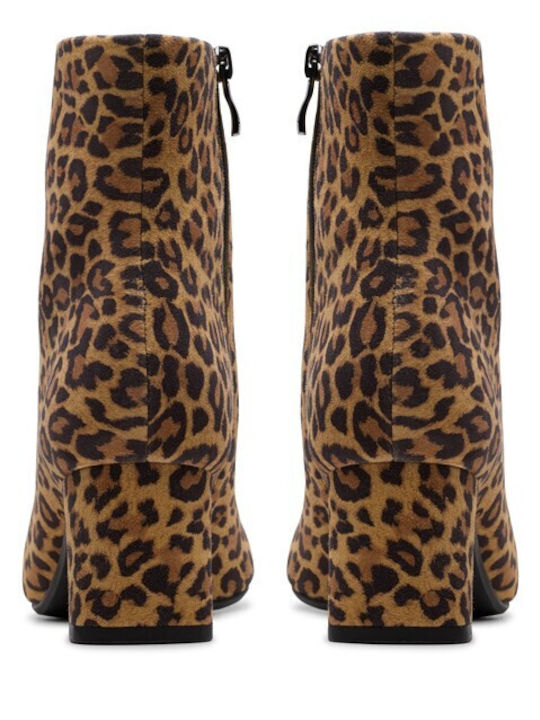 Fernie Suede Γυναικεία Μποτάκια με Μεσαίο Τακούνι Leopard