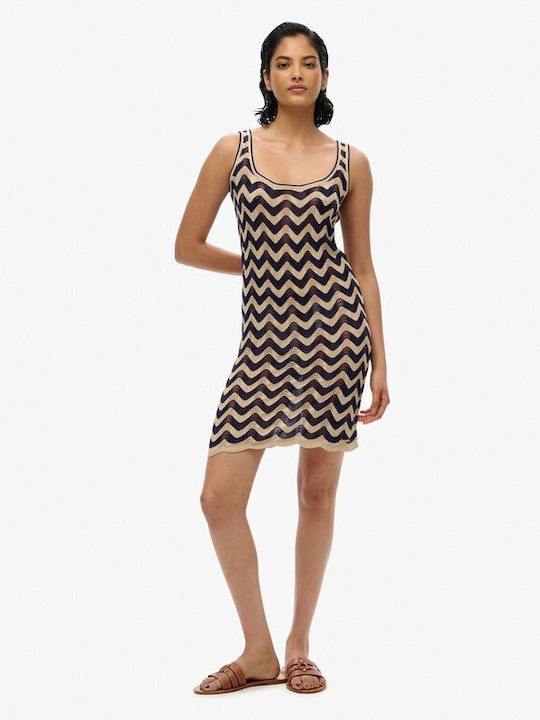 Summer Midi Knitted Dress Navy Gold